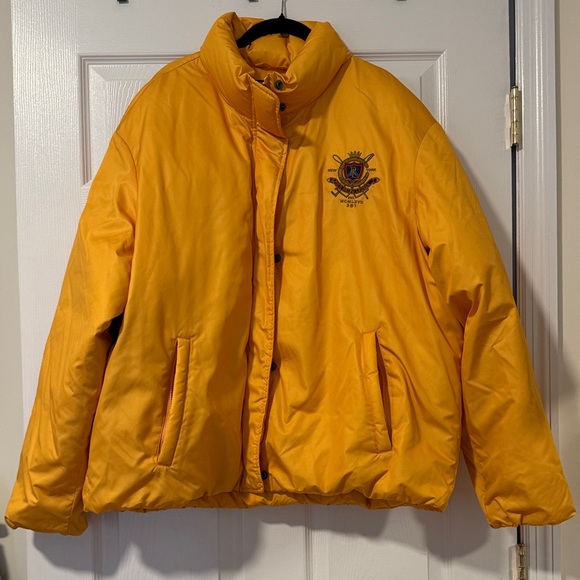 Polo Ralph Lauren Other - Polo Ralph Lauren Yellow Puffer Jacket with Embroidered Logo and Polo Print XXL